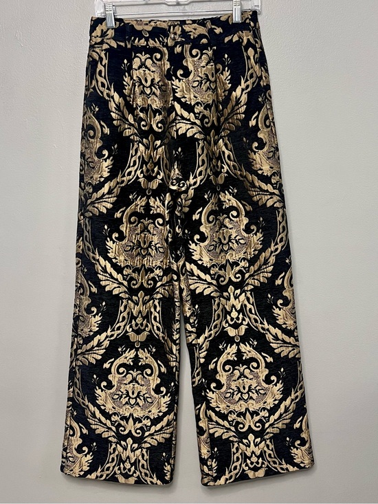 MINKPINK Pants - MINKPINK Free People Black & Gold Jacquard Brocade Style Pants Size Medium